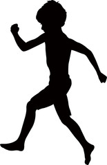 a boy running silhouette vector