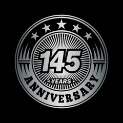 145 years anniversary. Anniversary logo design. Vector and illustration.