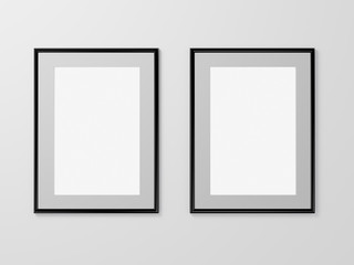 Empty advertising poster (banner) - mockup template on gray background. 3D rendering