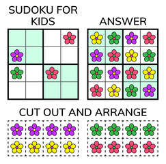 Sudoku. Kids and adult mathematical mosaic. Magic square. Logic puzzle game. Digital rebus.
