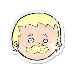 retro distressed sticker of a cartoon man with mustache