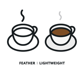 Isometric Cup Of Coffee. Vector Flat Line Stroke Icon.