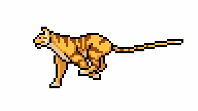 animation pixel art cartoon tiger run loop