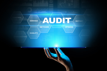 Audit - official financial examination for business as concept on virtual screen.