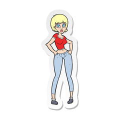 Obraz premium sticker of a cartoon pretty woman