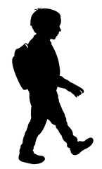 school boy walking, silhouette vector