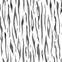 Tiger abstract seamless pattern. Hand painted in watercolor. - 254153960