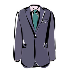 isolated, multi-colored sketch of a male jacket