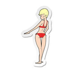 sticker of a cartoon bikini woman