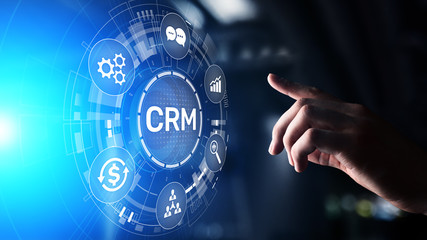 CRM - Customer relationship management automation system software. Business and technology concept.