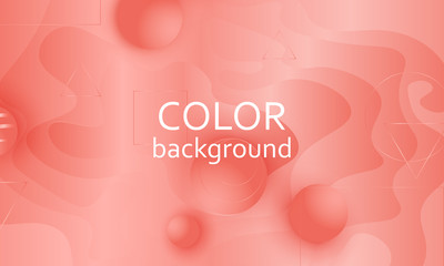 Coral color background. Fluid shapes pattern.