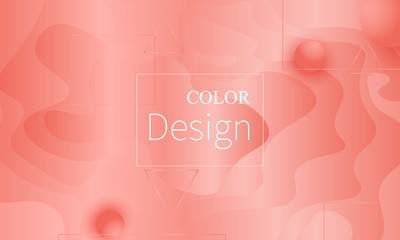 Coral color background. Fluid shapes pattern.