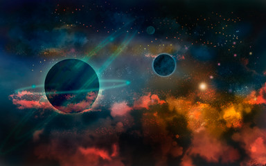 Planeten im rotglühenden Universum © cladori