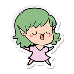 sticker of a cartoon elf girl