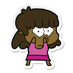 Fototapeta premium sticker of a cartoon whistling girl