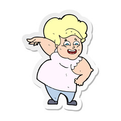 sticker of a cartoon oveweight woman