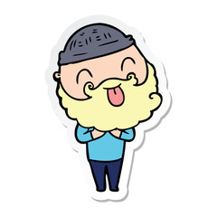 sticker of a man with beard sticking out tongue
