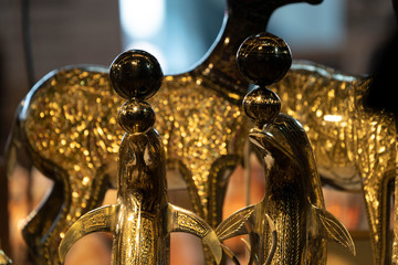 Golden dolphin statue