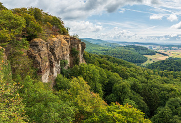 Fototapeta na wymiar Sandstone rock formation Hohenstein in Germany