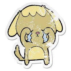 Obraz premium distressed sticker of a cartoon crying dog