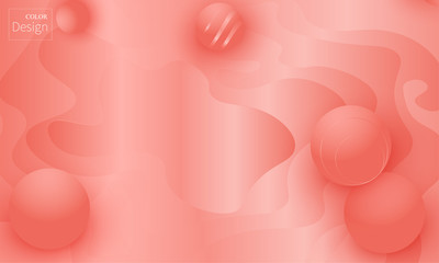 Coral color background. Fluid shapes pattern.