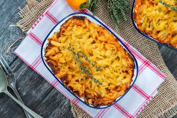 Swiss style potato rosti and pork bake