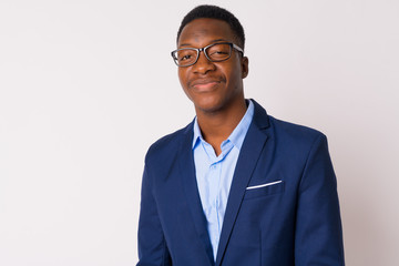 Face of young handsome African businessman with eyeglasses