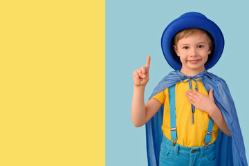 boy making attention gesture