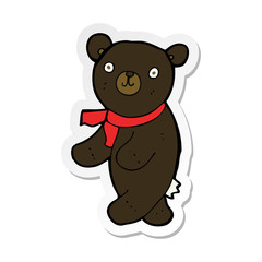 sticker of a cute cartoon black teddy bear