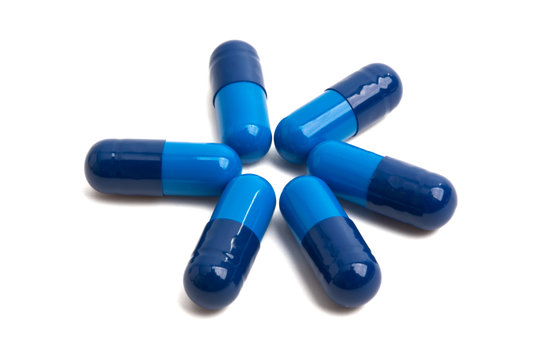 Blue Capsules Isolated