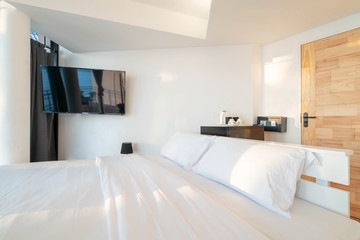 Fototapeta na wymiar interior design bedroom in the house or home building