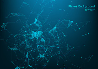 Vector connecting lines and dots. Global creative social network with abstract polygonal background