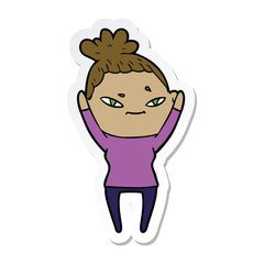 sticker of a cartoon woman