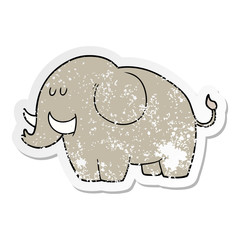 distressed sticker of a cartoon elephant
