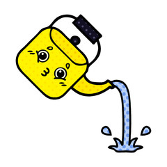comic book style cartoon pouring kettle