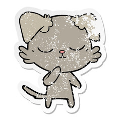 distressed sticker of a cute cartoon dog