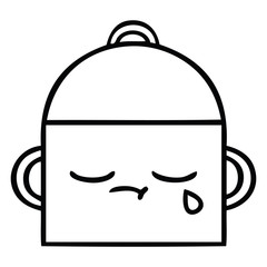 line drawing cartoon cooking pot