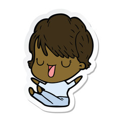 sticker of a cartoon woman talking