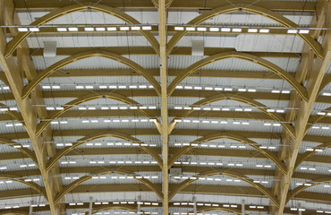 The ceiling of the arena with spotlights.