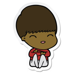 sticker of a happy cartoon boy