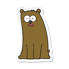 sticker of a cartoon surprised bear
