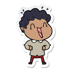 sticker of a cartoon happy man