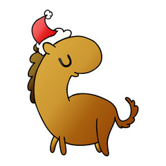 christmas gradient cartoon of kawaii horse