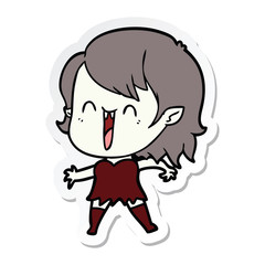 sticker of a cute cartoon happy vampire girl
