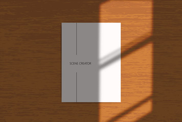 Vector scene, stationery mock up for social media. Editable transparent shadow. Background with sunlight