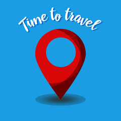 Flat design of map point icon. Time to travel concept. Vector illustration. Isolated