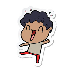 sticker of a cartoon happy man