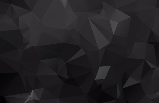 Dark Black polygonal illustration, which consist of triangles. Geometric background in Origami style with gradient. Triangular design for your business.