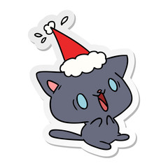 christmas sticker cartoon of kawaii cat