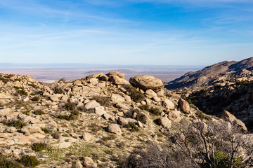 Fototapeta na wymiar Looking out over a rocky landscape, at Anza-Borrego Desert State Park in California